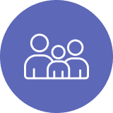 People illustration in blue circle