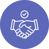 Agreement symbol on blue background