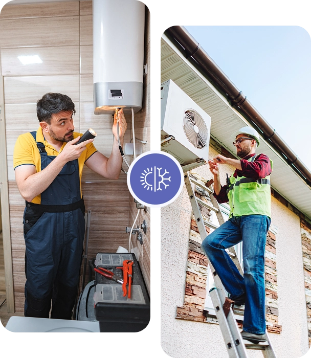 Repairman fixing indoor heater