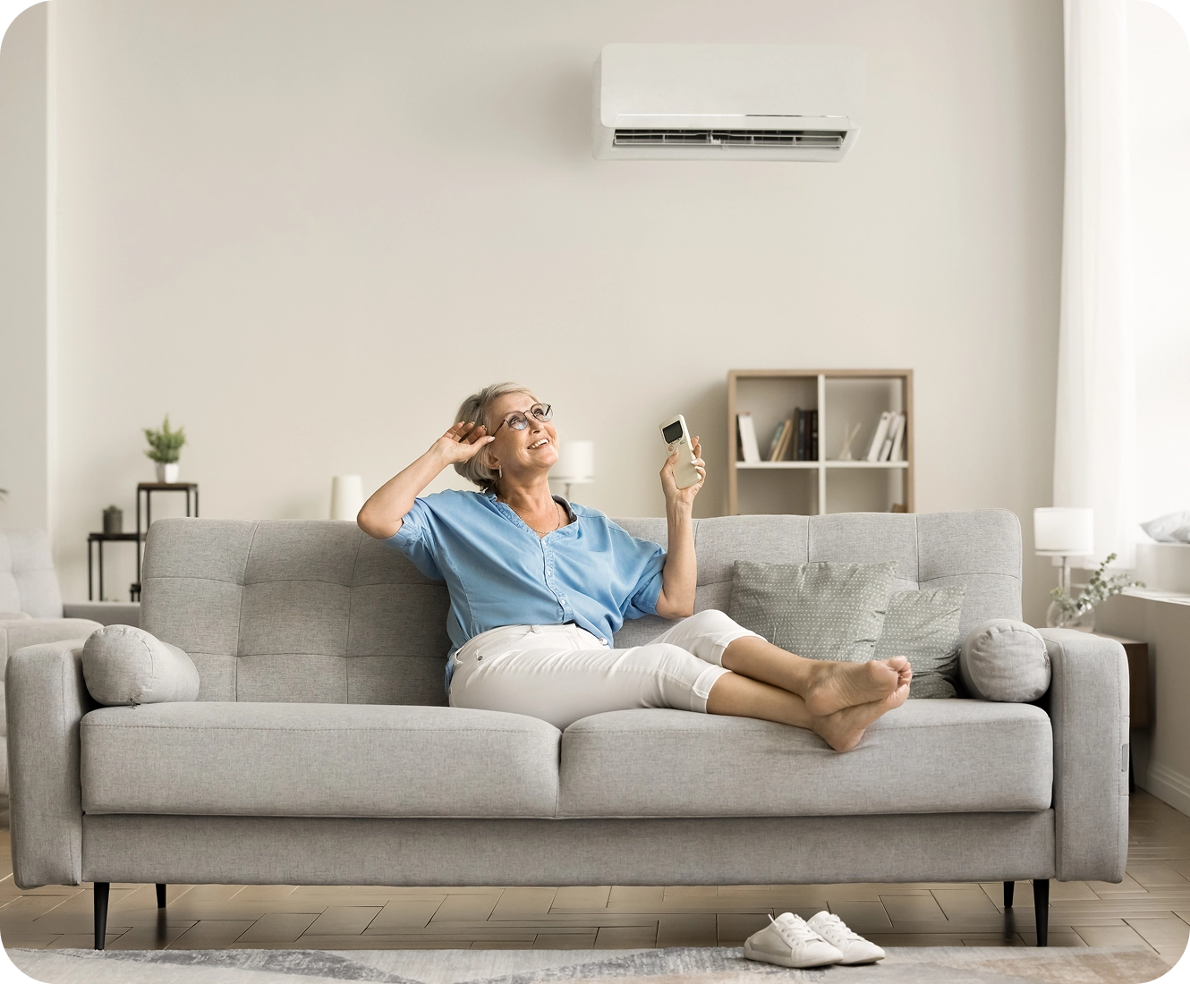 Woman enjoying leisure time on couch