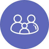 Family icon on a blue circle background