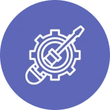 Music and technology symbol in circle